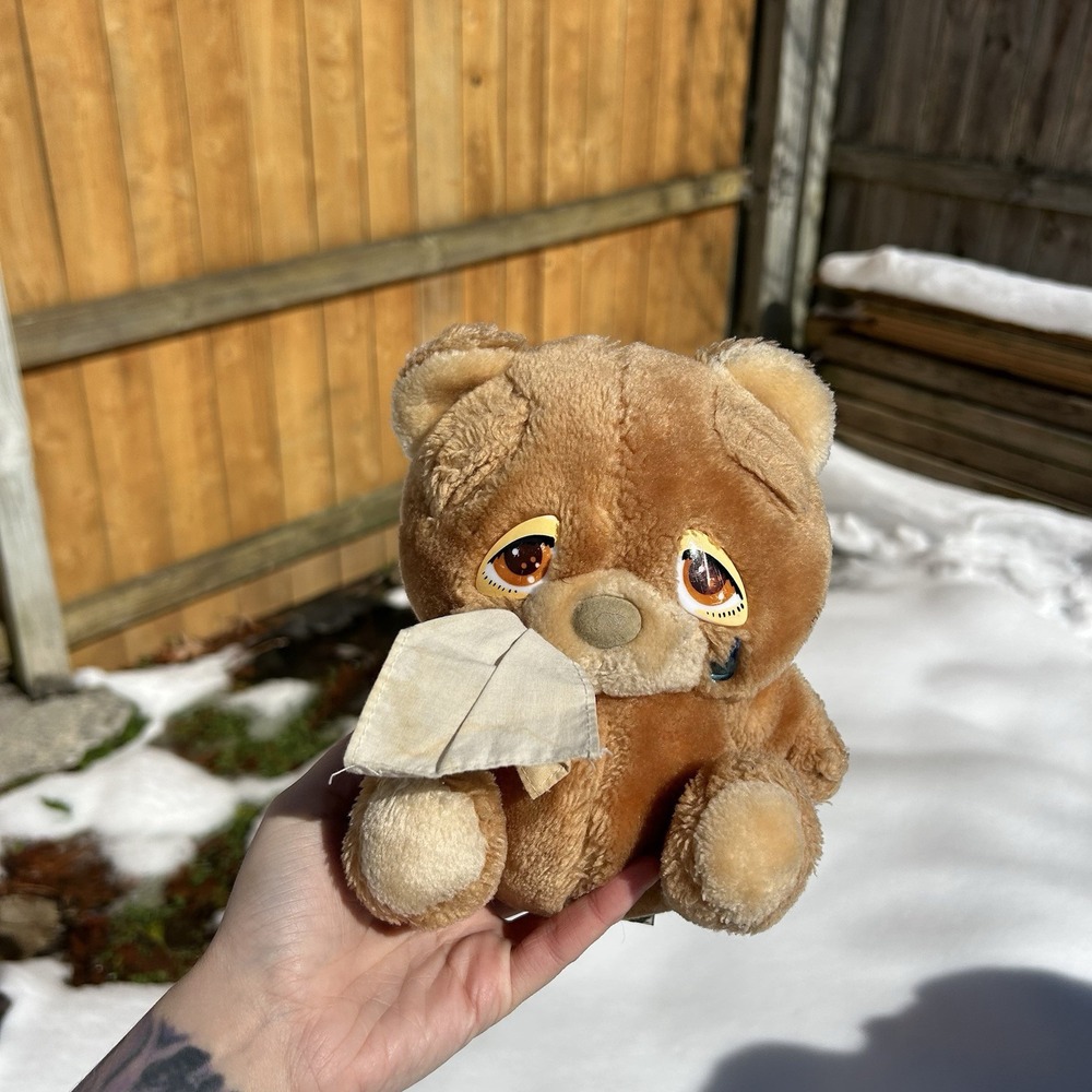 Vintage‎ Mattel Emotions Tearful Teddy Bear Plush Sad Tear Blanket 1983